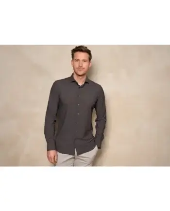District Indigo travel shirt 100% strijkvrij antra print