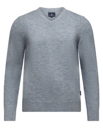 V hals trui State of art gemeleerd grijs blauw