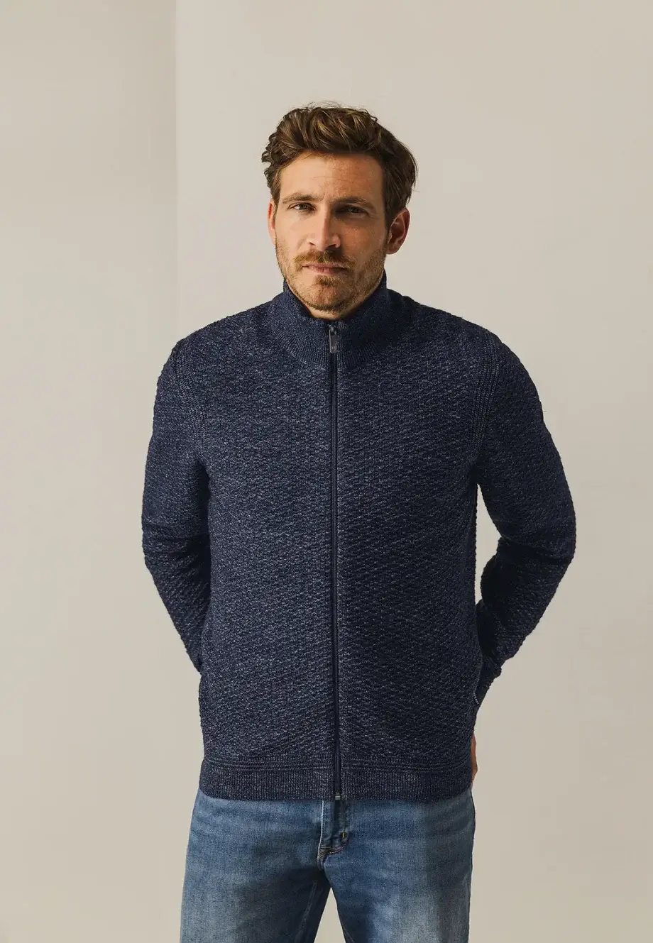 Vest structuur melange  state of art navy