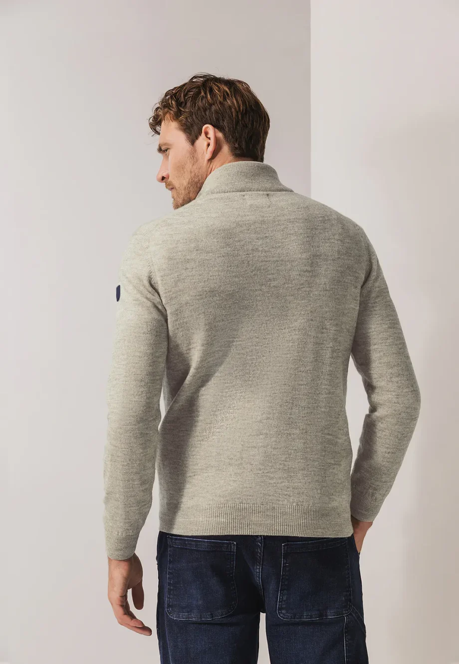 Half zip trui melange beige state of art