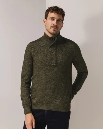 Half zip trui melange moss green state of art