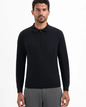 Polo trui No Excess half zip black