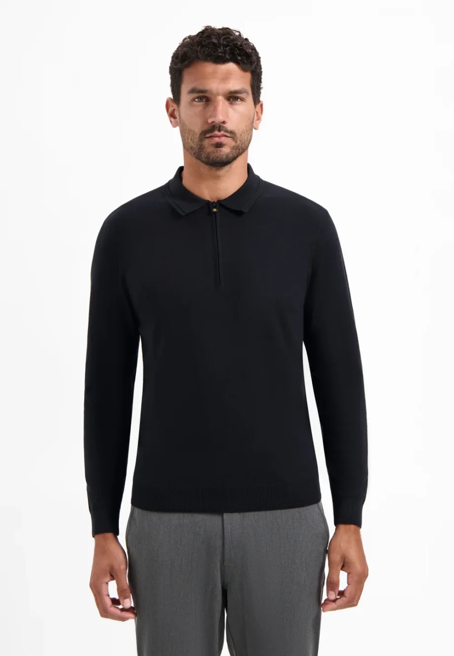 Polo trui No Excess half zip black