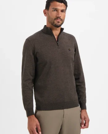 Trui half zip No Excess melange brown
