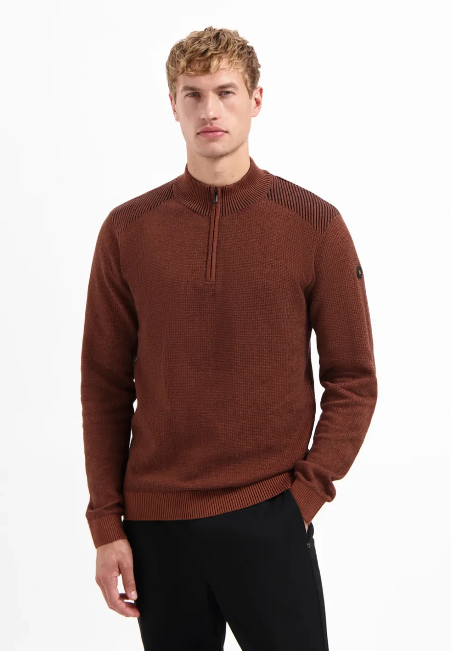 Trui no Excess half zip textuur Terra