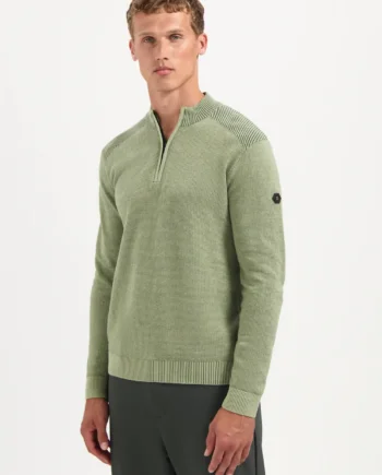 Trui half zip textuur light moss