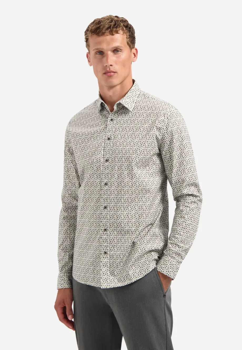 overhemd print No Excess taupe