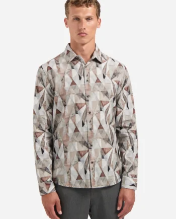 overhemd No Excess fine cord print taupe
