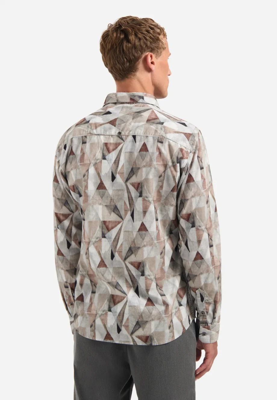 overhemd No Excess fine cord print taupe