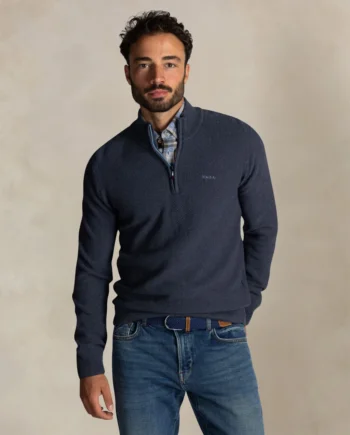 Trui half zip blue melange