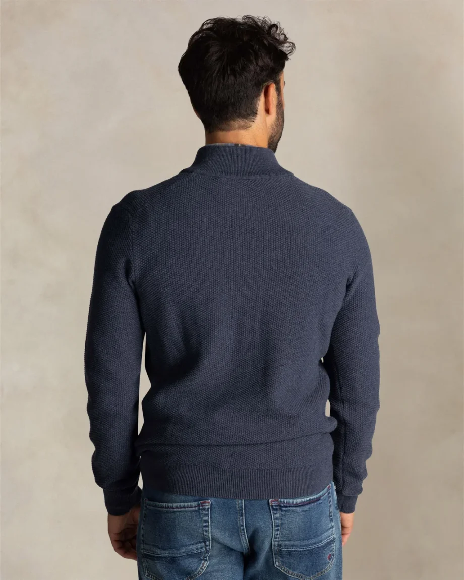 Trui half zip blue melange