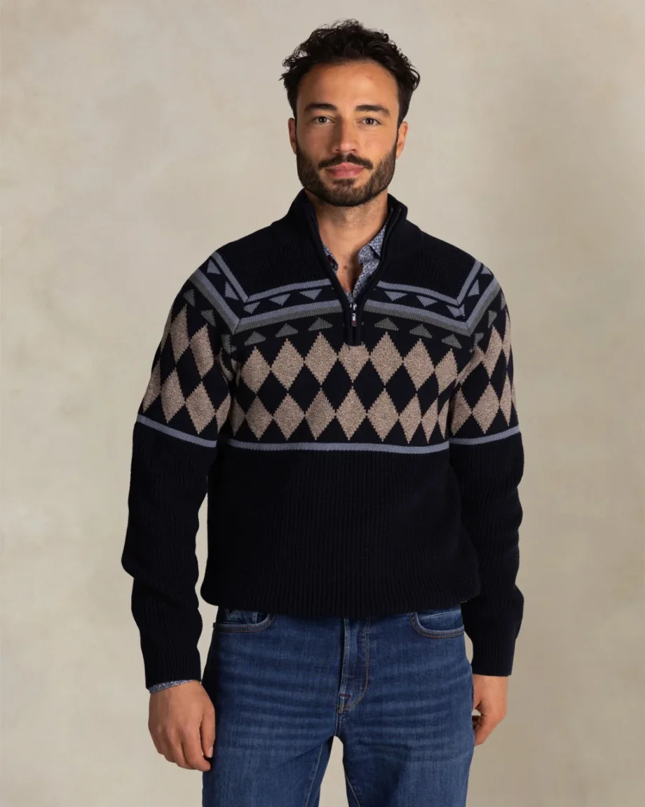 Trui half zip print N.Z.A.