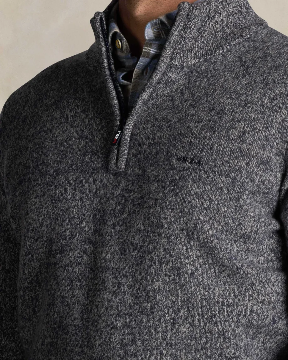Trui half zip wol blend navy blue