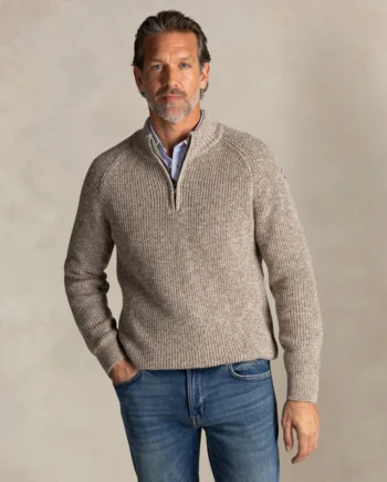 Trui half zip grof warm beige