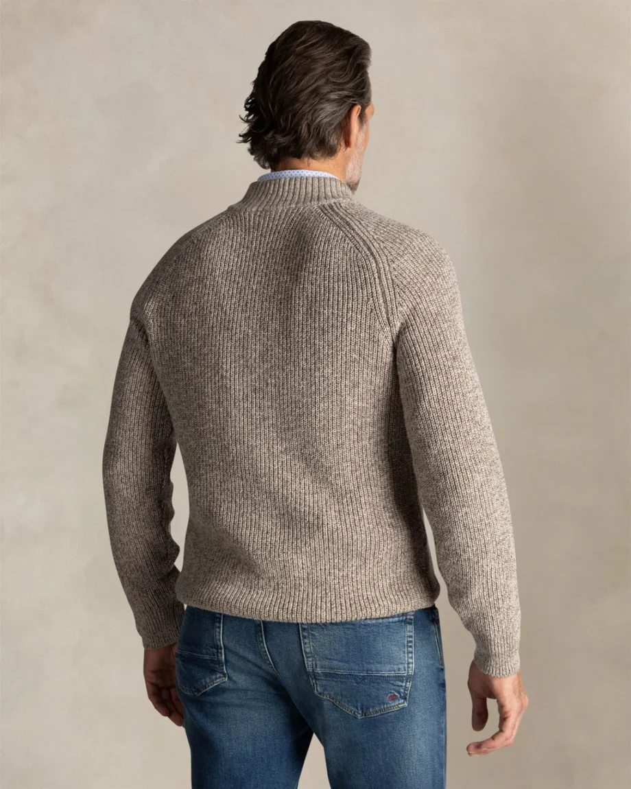 Trui half zip grof warm beige