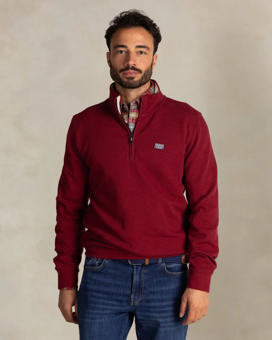Trui half zip Cherry red