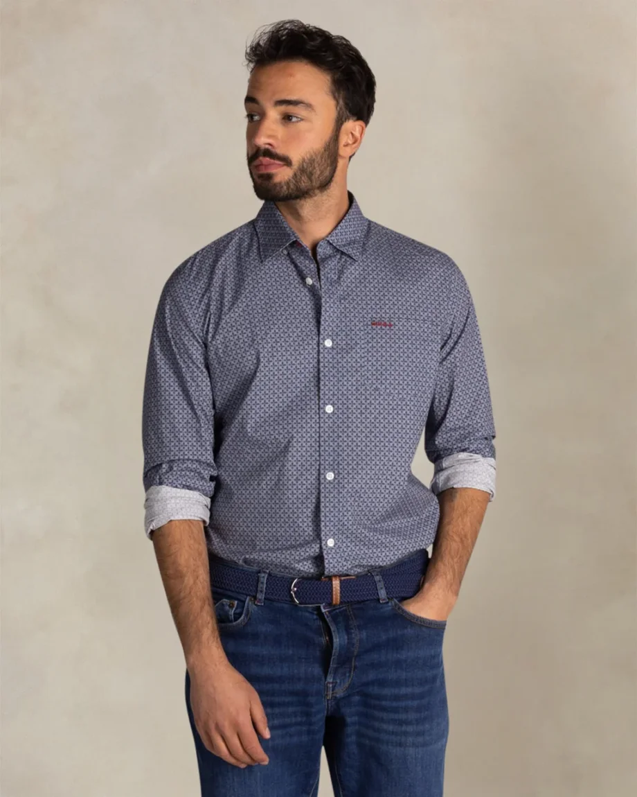 Overhemd print soft blue N.Z.A.