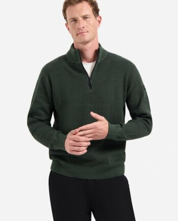 Trui half zip grof Green