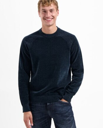 Trui ronde hals licht gewicht chenille navy
