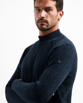 Trui chenille half zip No Excess night blue