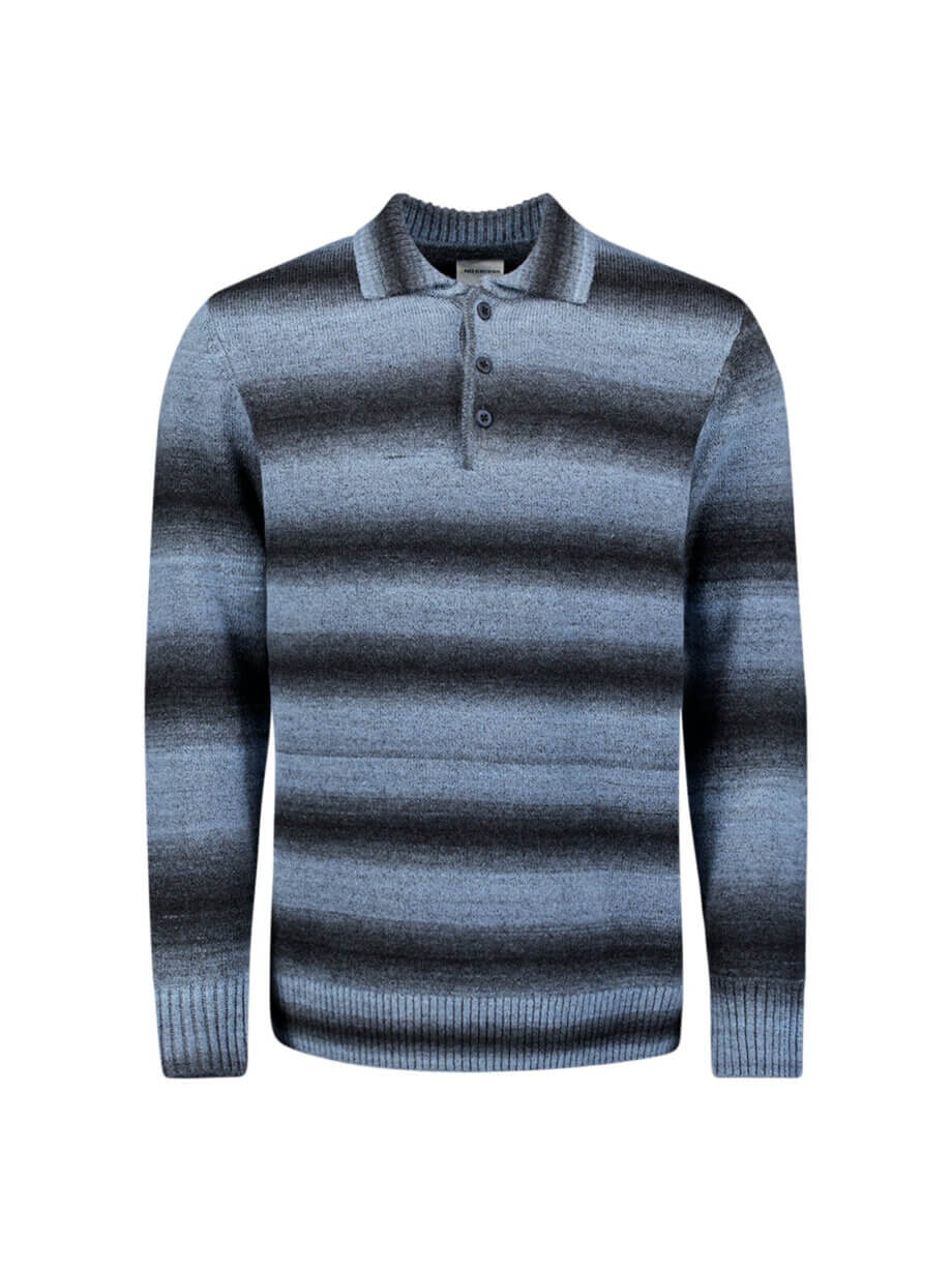trui No Excess polo kraag degrade dusty blue