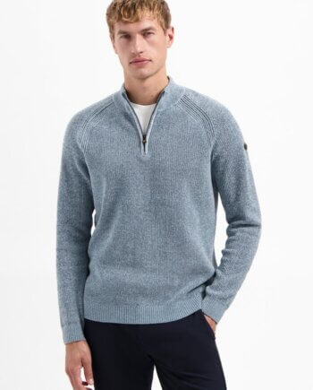 Trui chenille half zip No Excess ice blue