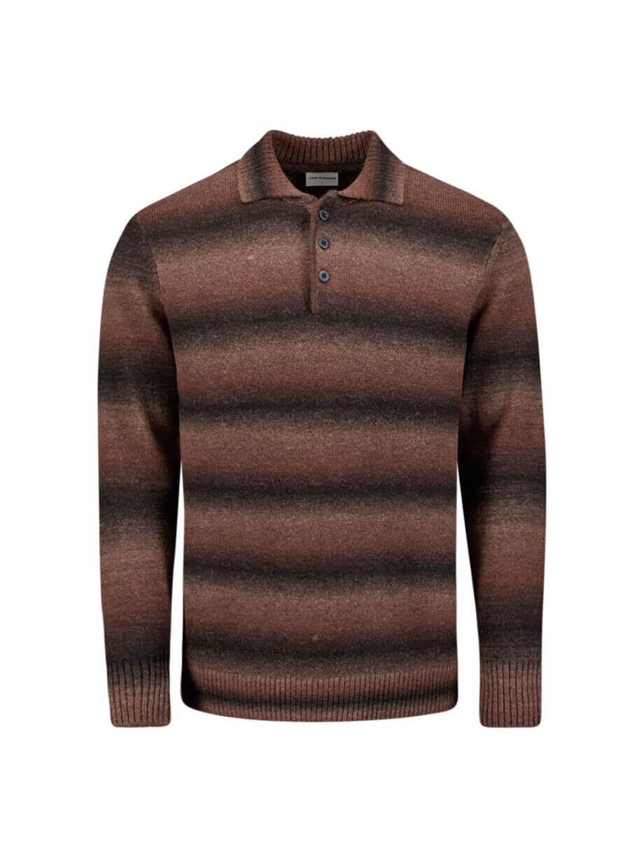 trui No Excess polo kraag degrade brick