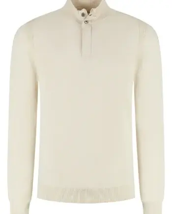 trui katoen  half zip off white Fellows