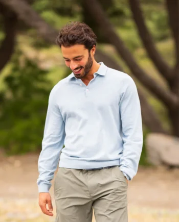 Poloshirt lange mouw sky blue N.Z.A.