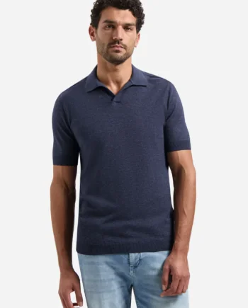 Poloshirt gebreid indigo blue