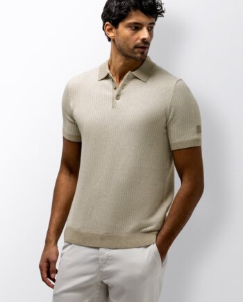 Poloshirt gebreid kaki beige State of Art