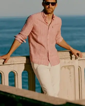 Overhemd linnen blend streep State of Art