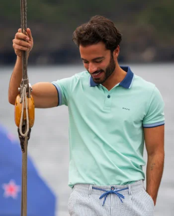 Poloshirt  green blauwe kraag N.Z.A.