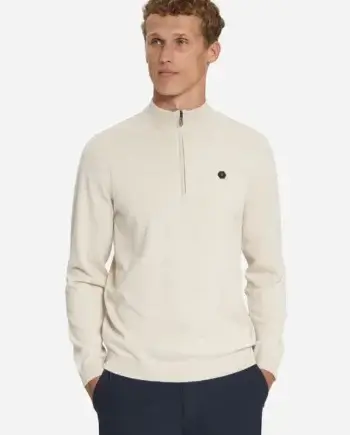 Trui half zip  fijn ecru No Excess