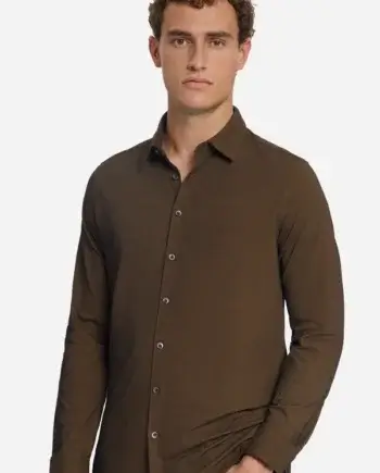 Jersey twill overhemd brown no Excess